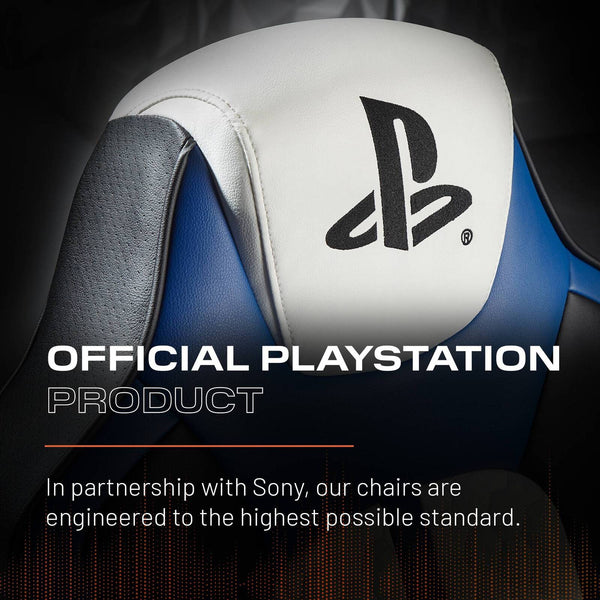 Officially Licensed Playstation™ Legend 2.1 Audio Console Gaming Chair - White / Blue