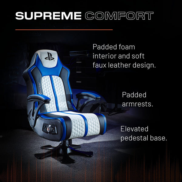 Officially Licensed Playstation™ Legend 2.1 Audio Console Gaming Chair - White / Blue