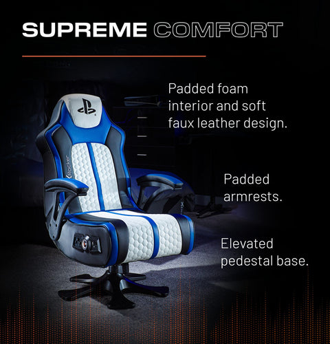 Officially Licensed Playstation™ Legend 2.1 Audio Console Gaming Chair - White / Blue