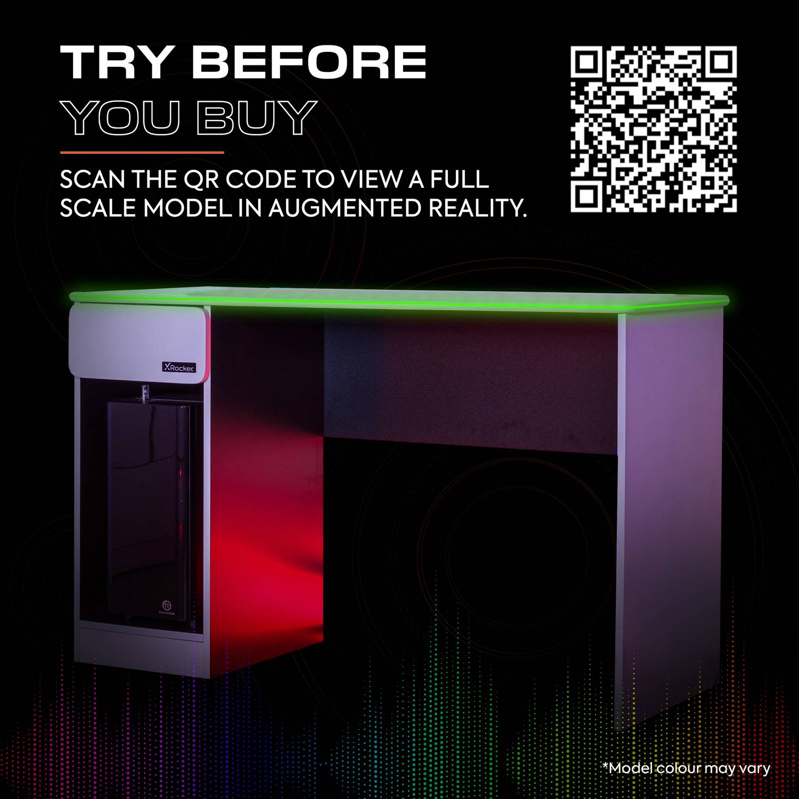 Carbon-Tek 120cm LED Gaming Desk with Wireless Charging - White RGB