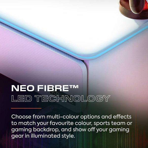 Carbon-Tek LED Bedside Side Table with Wireless Charging and Drawer - White RGB