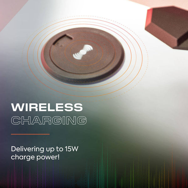 Carbon-Tek LED Bedside Side Table with Wireless Charging and Drawer - White RGB