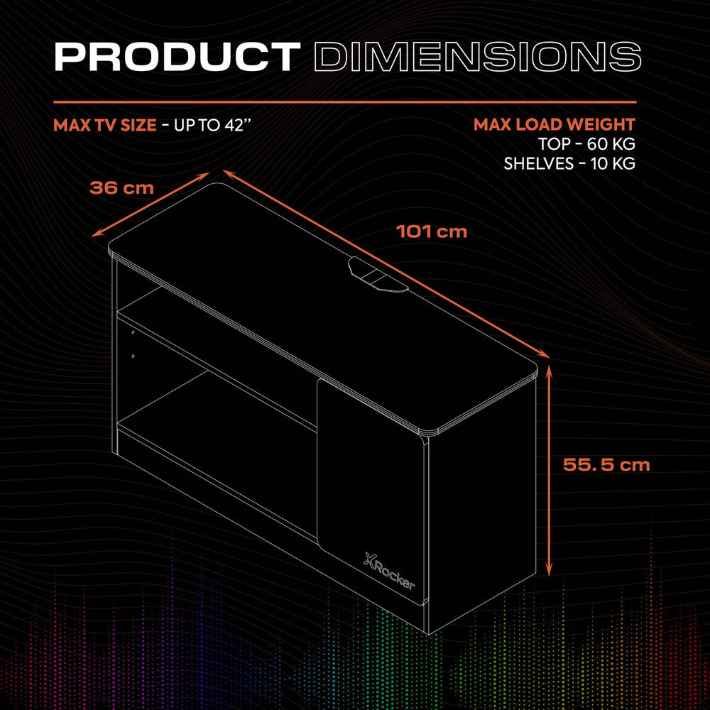 Carbon-Tek TV Media Unit with LED Lights - White