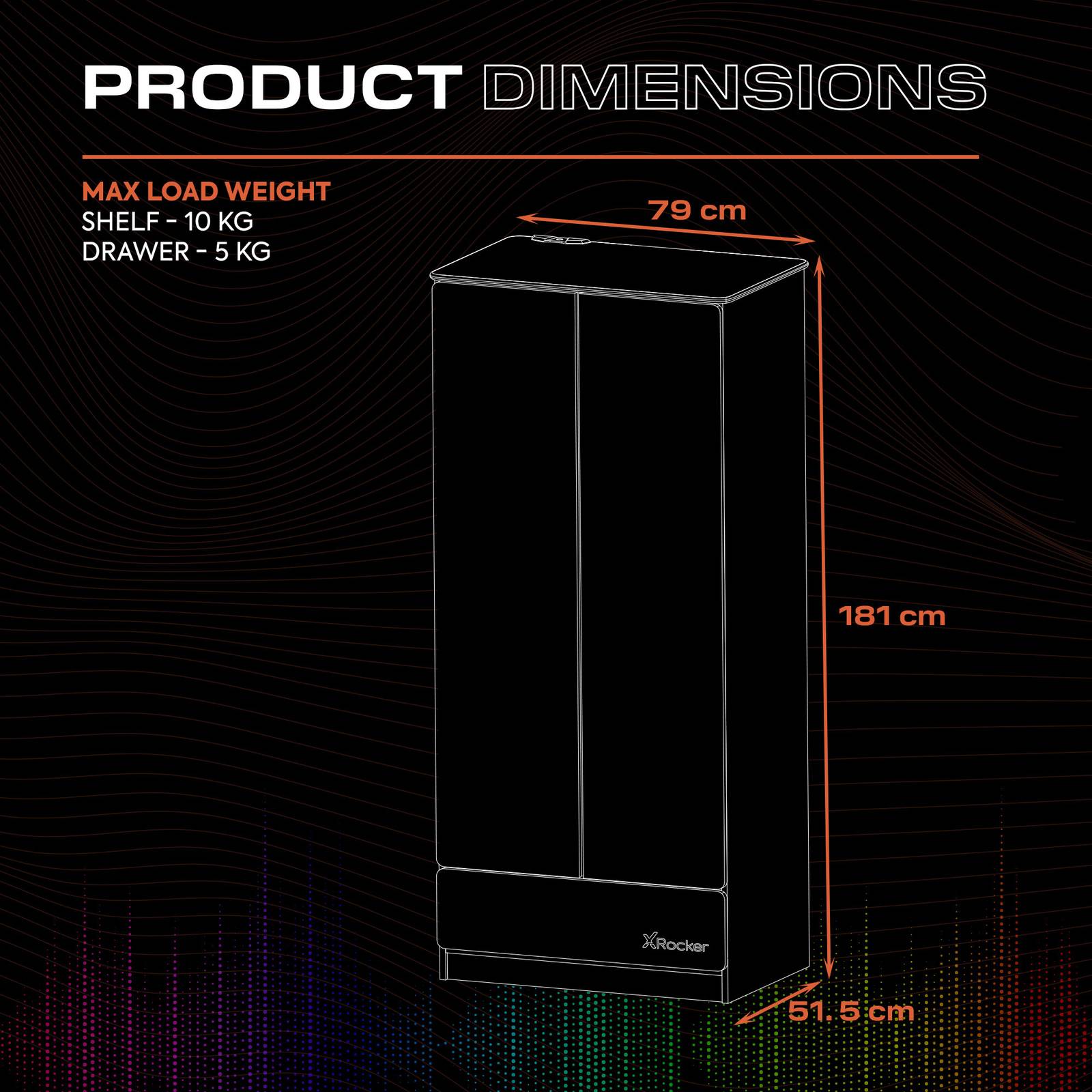 Carbon-Tek LED 2-Door Wardrobe with Drawer - White RGB