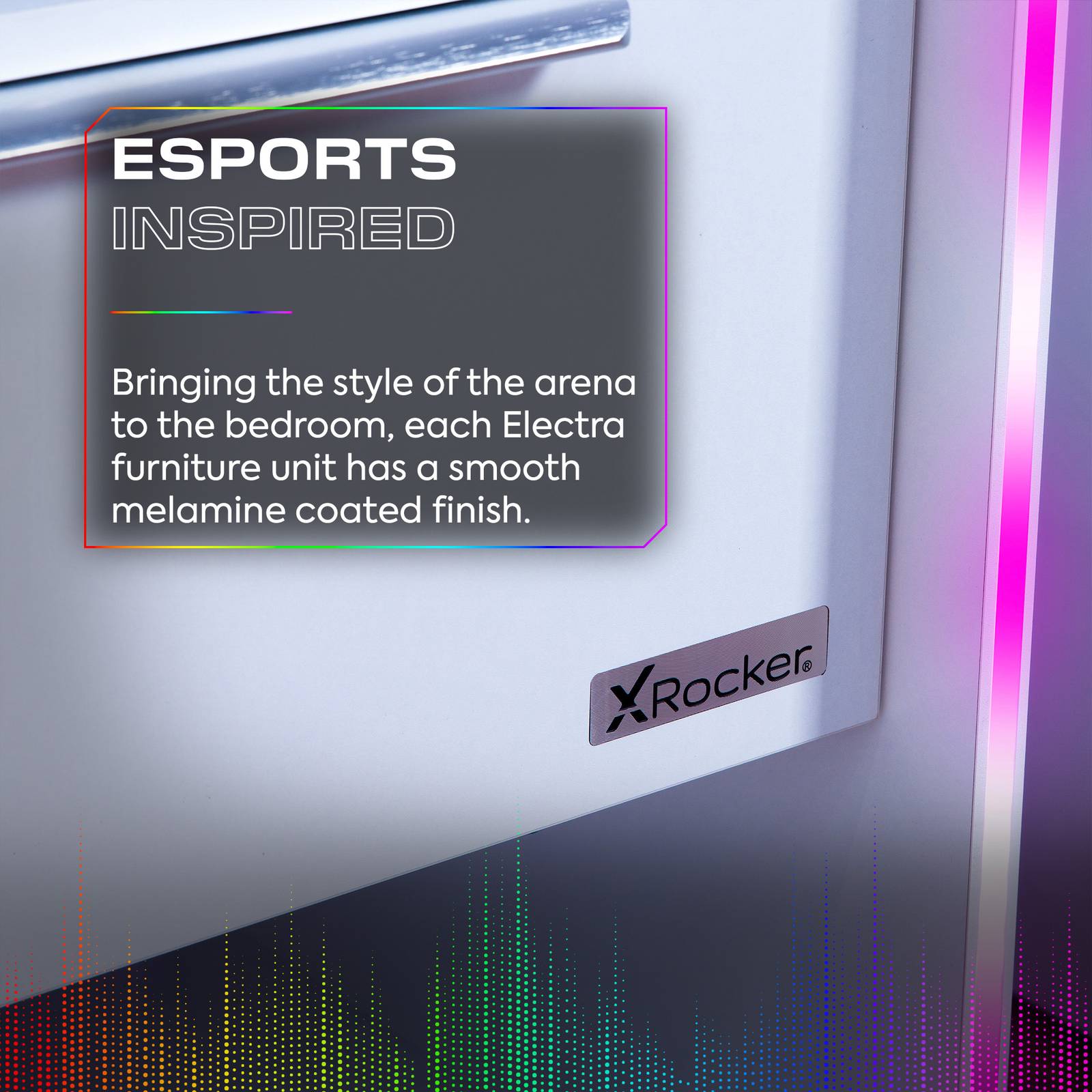 Electra LED Bedside Side Table with Wireless Charging - White RGB