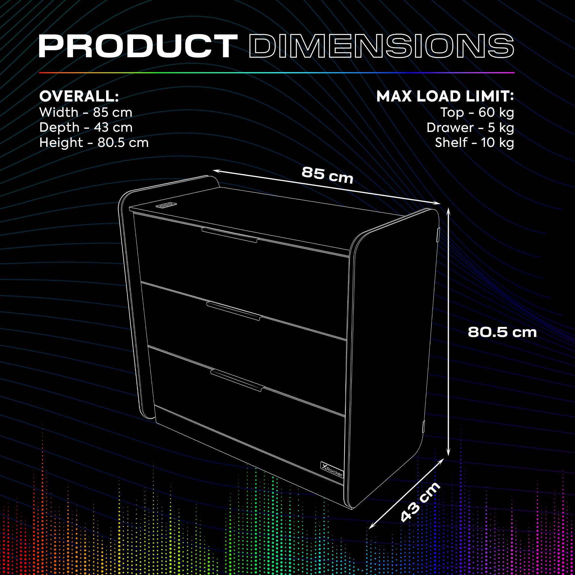 Electra Chest of 3 Drawers with Neo Motion SYNC™ App Controlled LED Lights - White