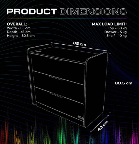 Electra Chest of 3 Drawers with Neo Motion SYNC™ App Controlled LED Lights - White
