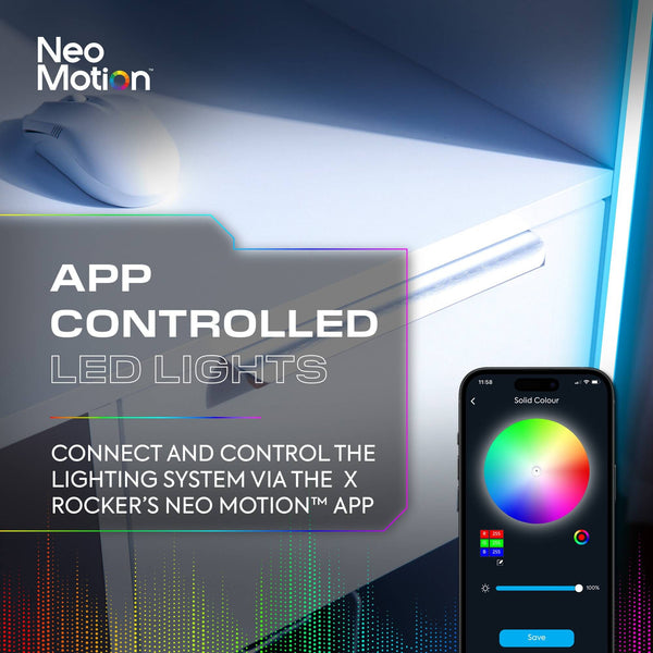 Electra 110cm RGB Gaming Desk with Wireless Charging - White