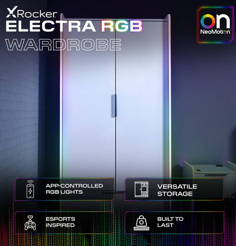 Electra 2 Door Wardrobe with Drawer and Neo Motion SYNC™ App Controlled LED Lights - White