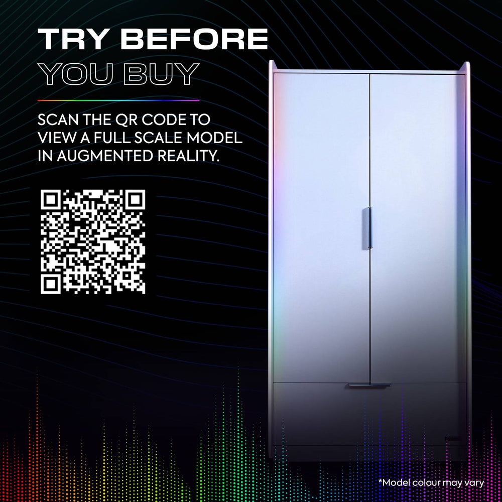 Electra 2 Door Wardrobe with Drawer and Neo Motion SYNC™ App Controlled LED Lights - White