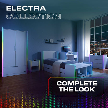 Electra TV Media Unit with Neo Motion SYNC™ App Controlled LED Lights - White