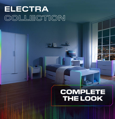 Electra TV Media Unit with Neo Motion SYNC™ App Controlled LED Lights - White