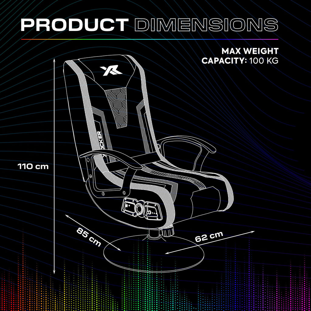 Veleno 2.1 Audio Gaming Console Chair - App Controlled LED - Black