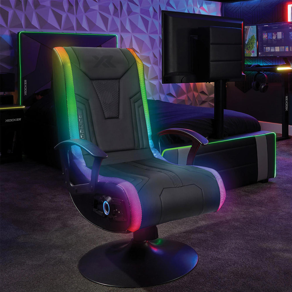 Veleno 2.1 Audio Gaming Console Chair - App Controlled LED - Black
