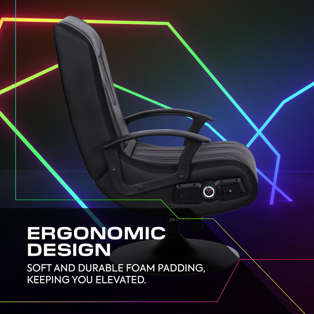 Veleno 2.1 Audio Gaming Console Chair - App Controlled LED - Black