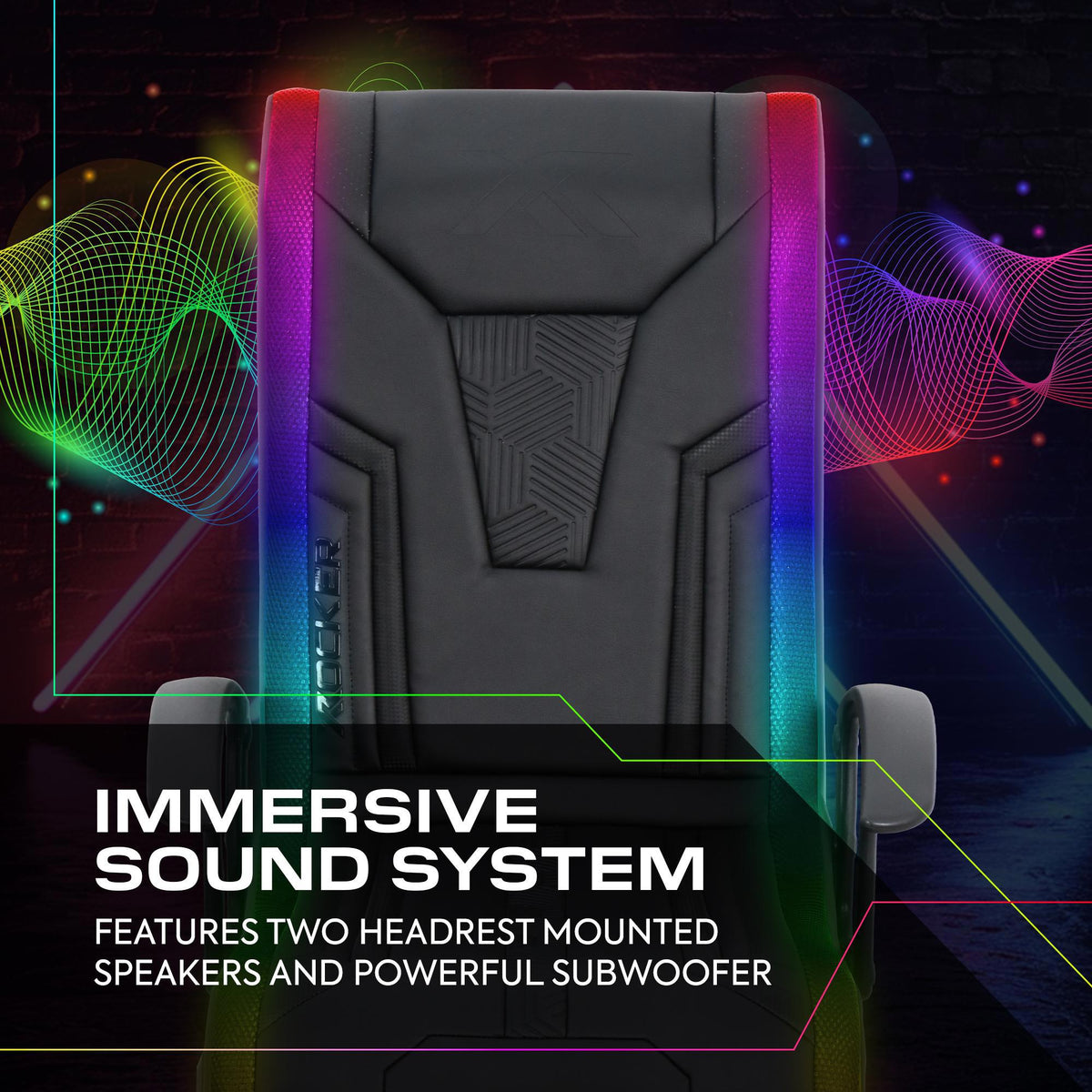 Veleno 2.1 Audio Gaming Console Chair - App Controlled LED - Black