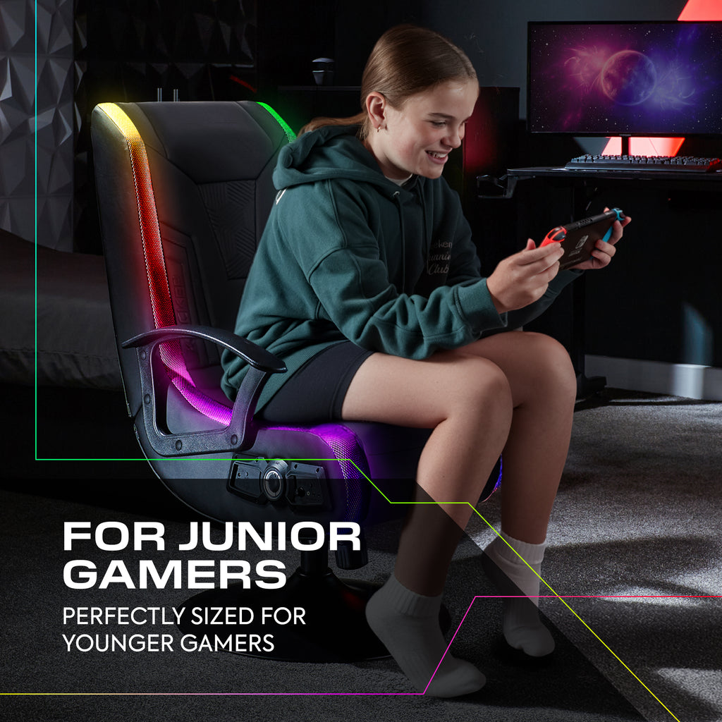 Veleno 2.1 Audio Gaming Console Chair - App Controlled LED - Black