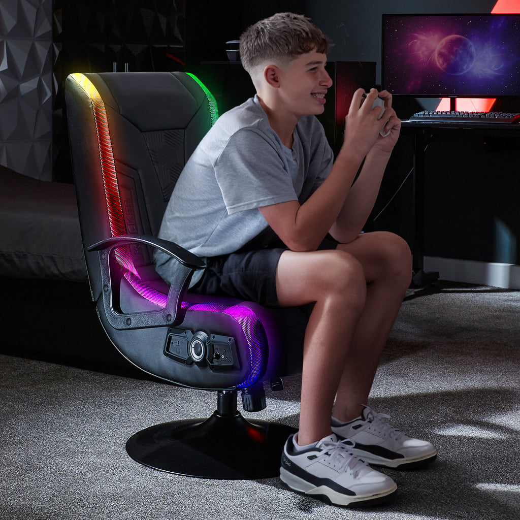 Veleno 2.1 Audio Gaming Console Chair - App Controlled LED - Black