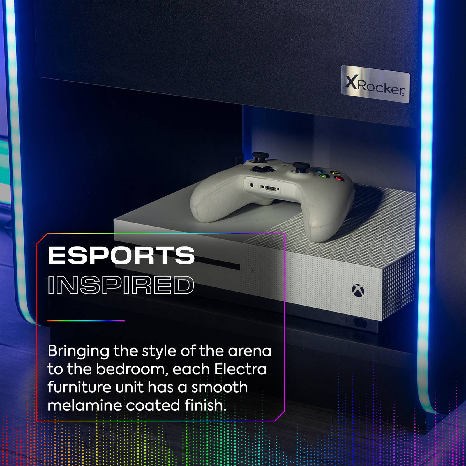 Electra LED Bedside Side Table with Wireless Charging - Black RGB