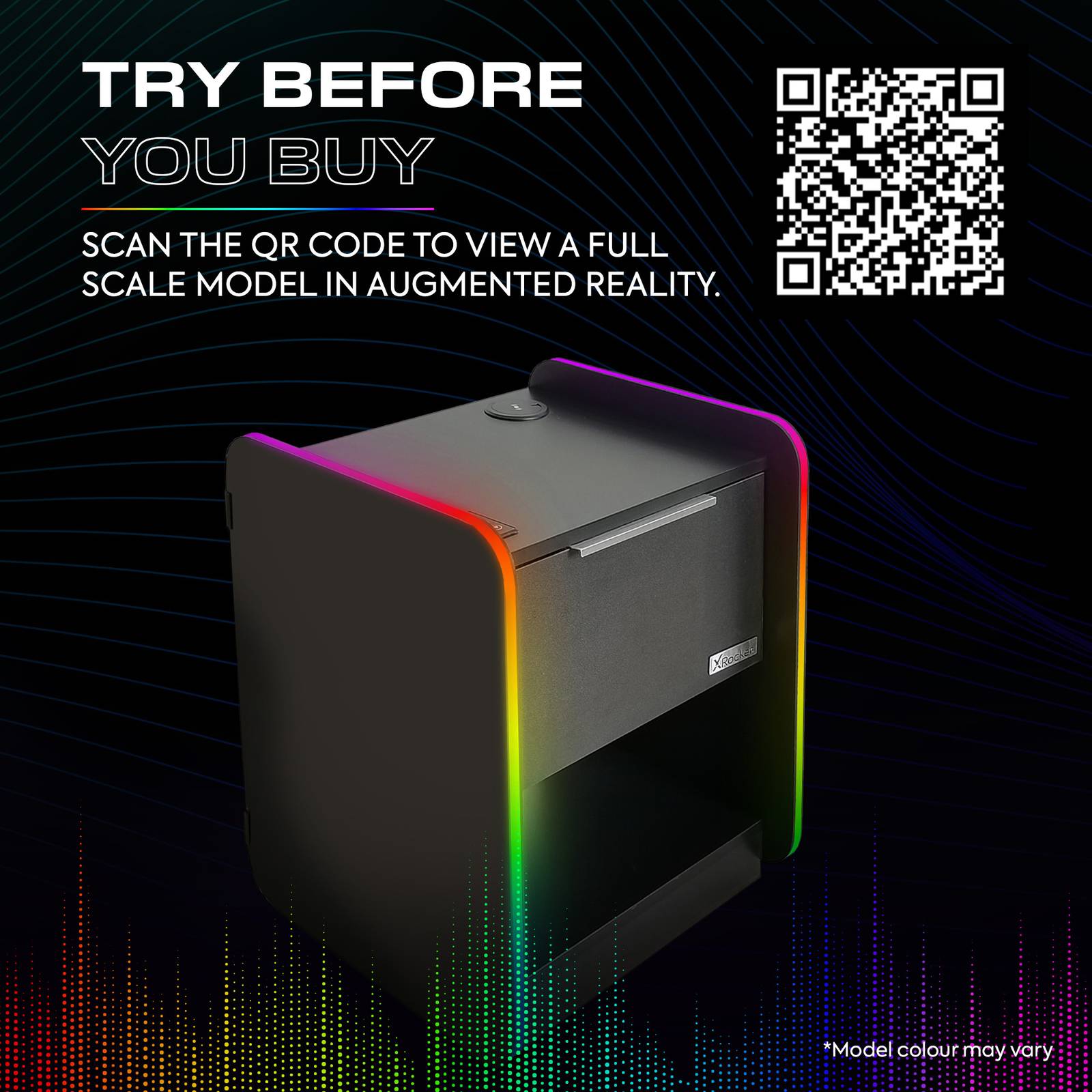 Electra LED Bedside Side Table with Wireless Charging - Black RGB