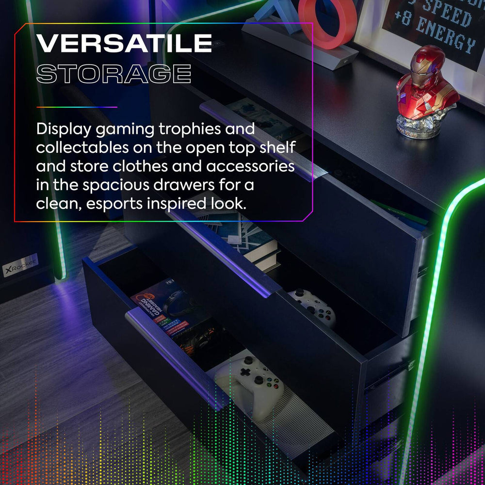 Gaming Furniture | X Rocker Electra RGB Chest of Drawers - Black