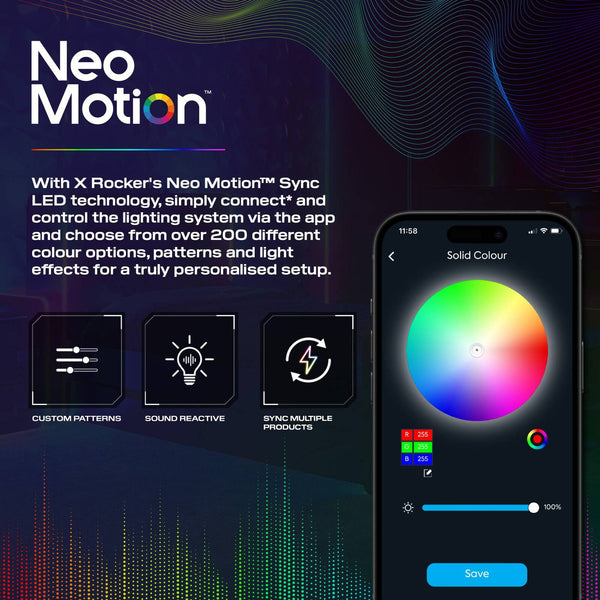 Electra Chest of 3 Drawers with Neo Motion SYNC™ App Controlled LED Lights - Black