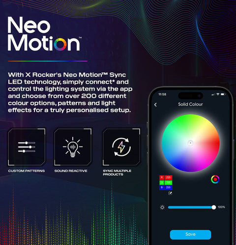 Electra Chest of 3 Drawers with Neo Motion SYNC™ App Controlled LED Lights - Black