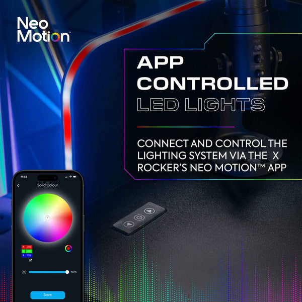 Electra 110cm RGB Gaming Desk with Wireless Charging - Black