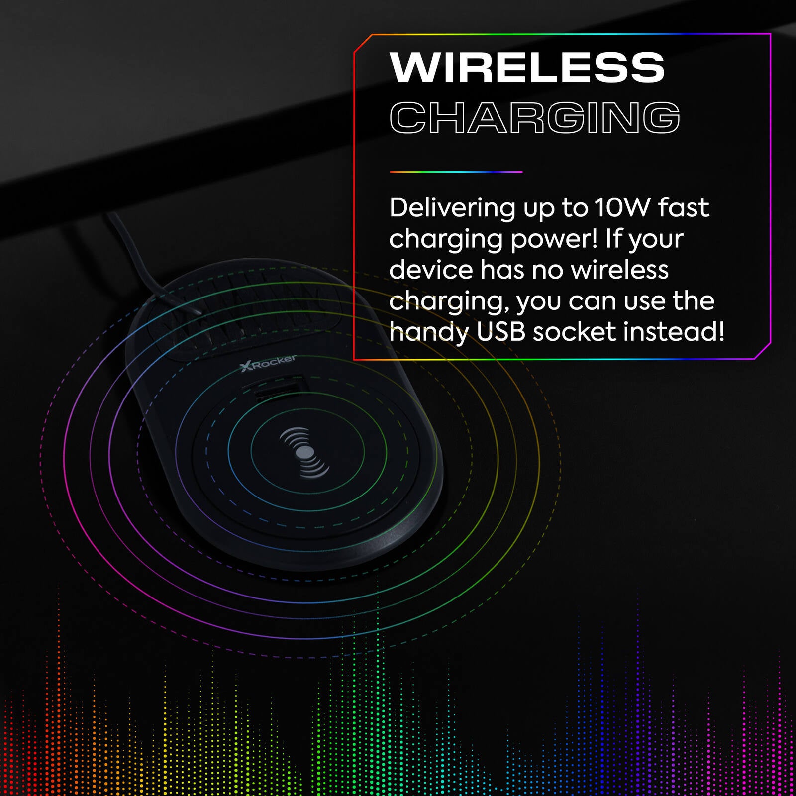 Electra 110cm RGB Gaming Desk with Wireless Charging - Black