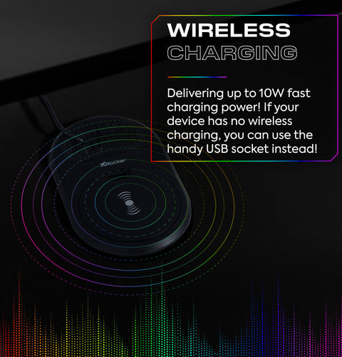 Electra 110cm RGB Gaming Desk with Wireless Charging - Black