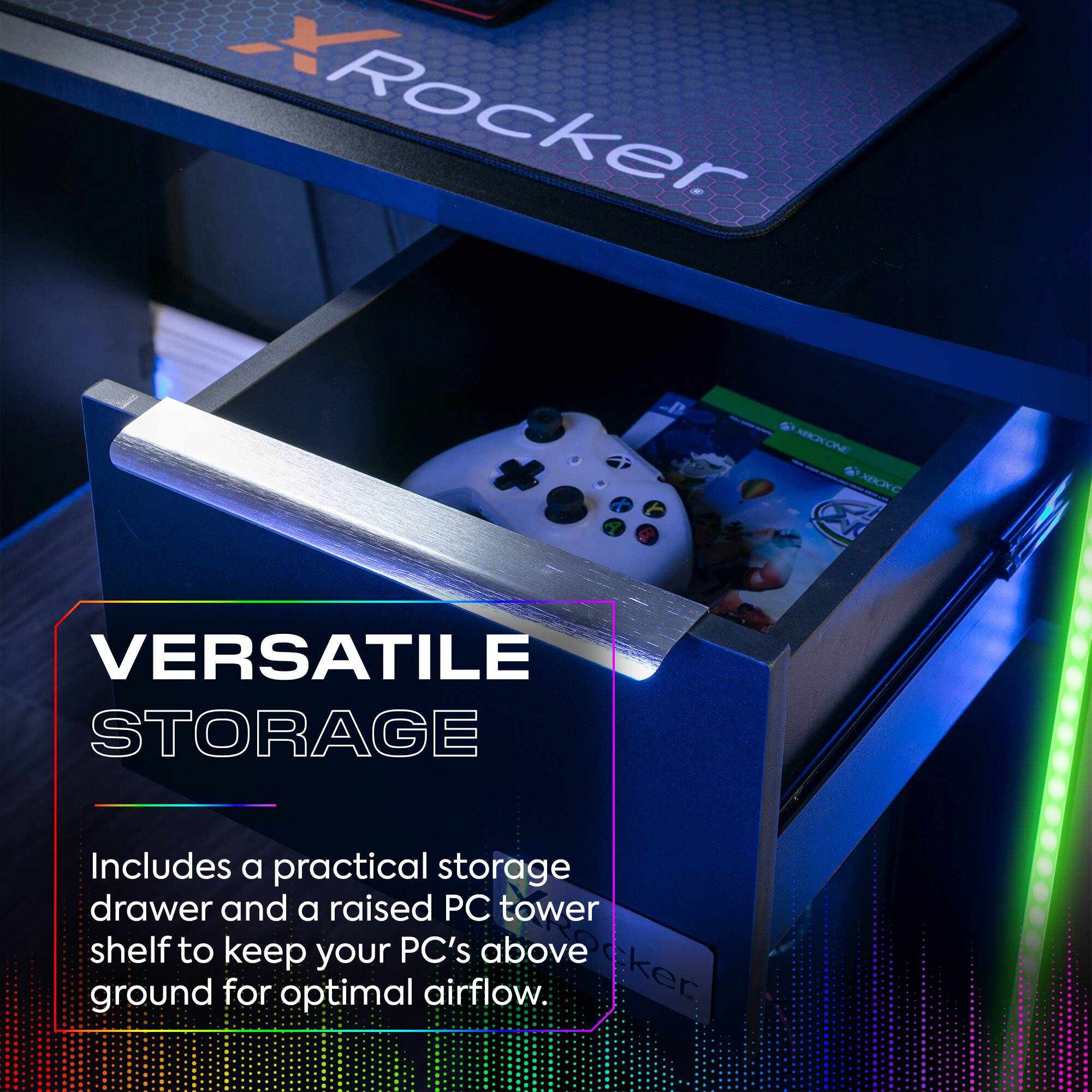 Electra 110cm RGB Gaming Desk with Wireless Charging - Black