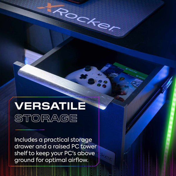 Electra 110cm RGB Gaming Desk with Wireless Charging - Black