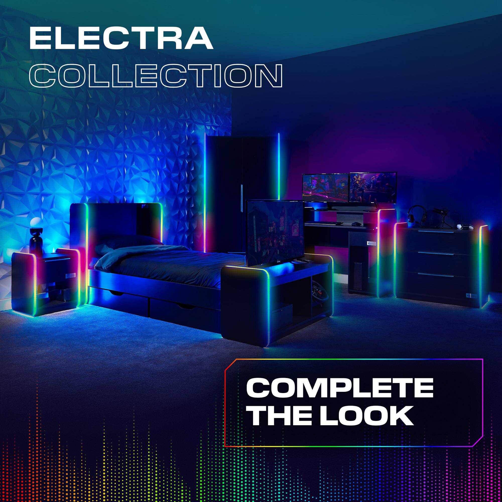 Electra 110cm RGB Gaming Desk with Wireless Charging - Black