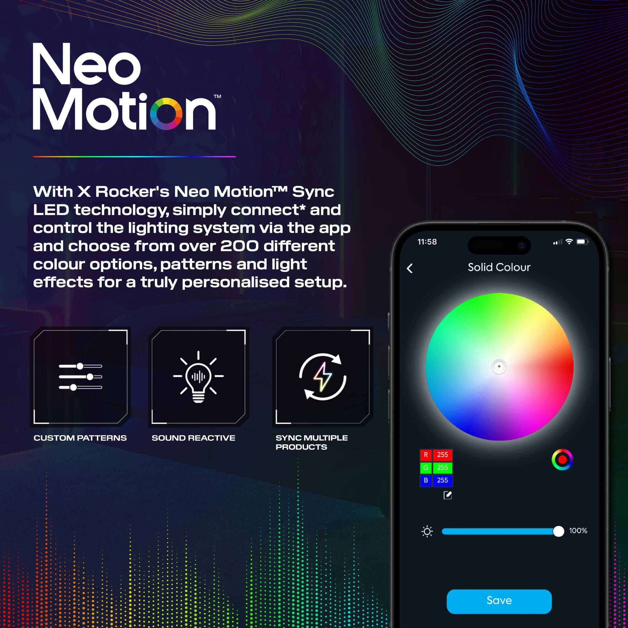 Electra 110cm RGB Gaming Desk with Wireless Charging - Black