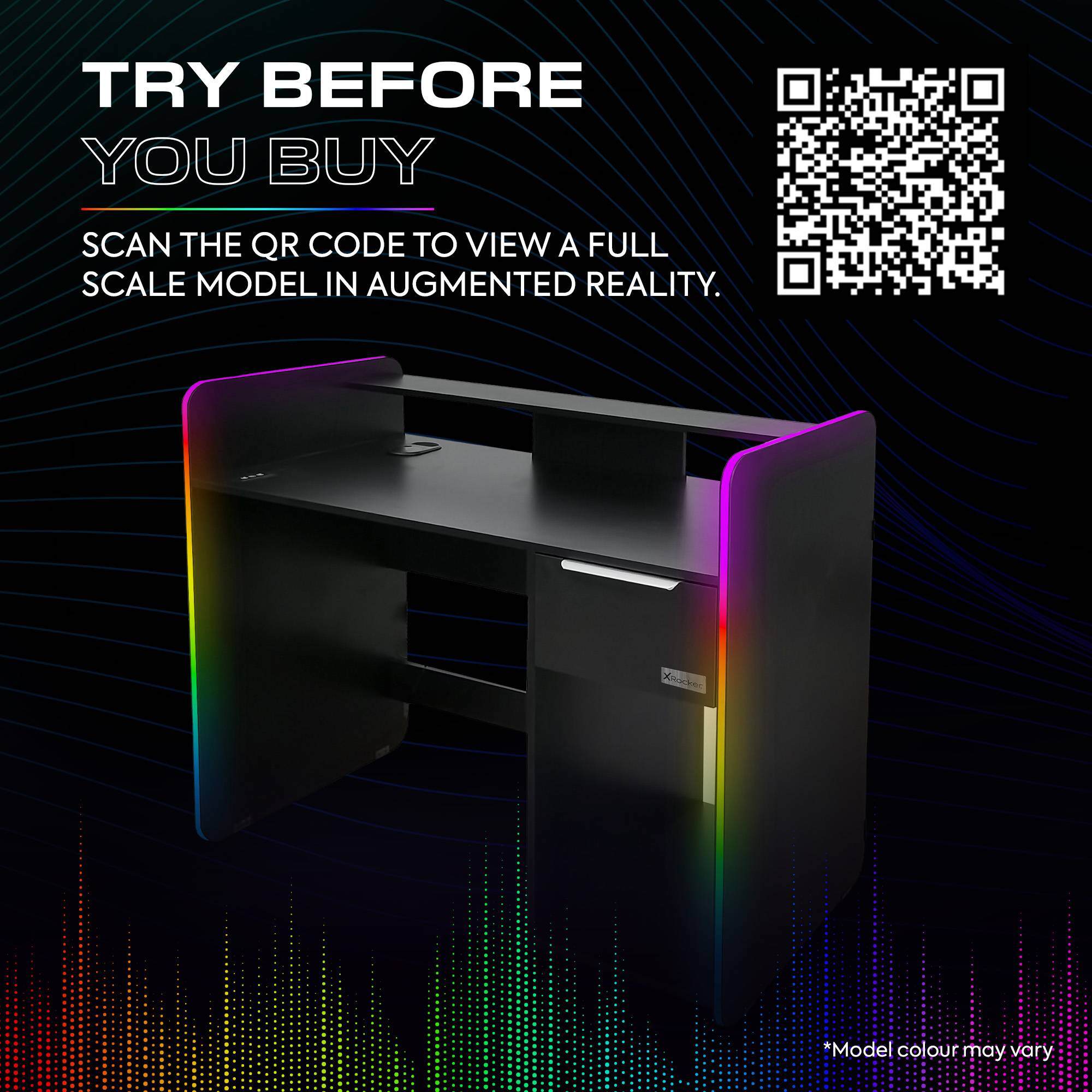 Electra 110cm RGB Gaming Desk with Wireless Charging - Black