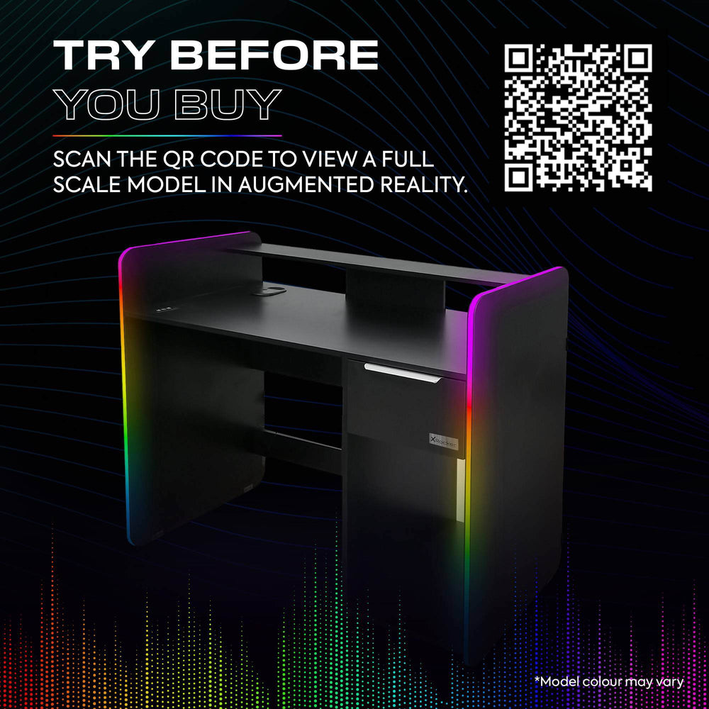 X Rocker Led Spectrum Desk Gaming Desks | X Rocker Electra RGB Gaming Desk with Charging - Black