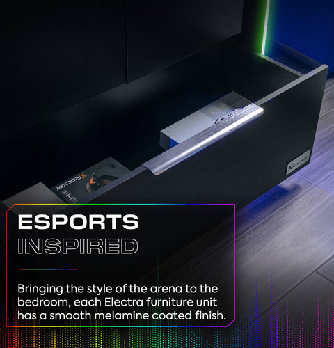 Electra 2 Door Wardrobe with Drawer and Neo Motion SYNC™ App Controlled LED Lights - Black