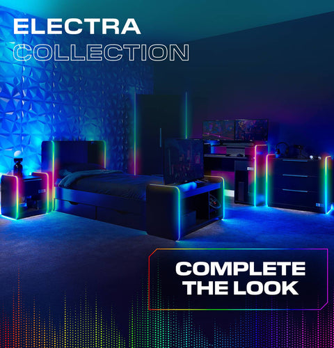 Electra 2 Door Wardrobe with Drawer and Neo Motion SYNC™ App Controlled LED Lights - Black