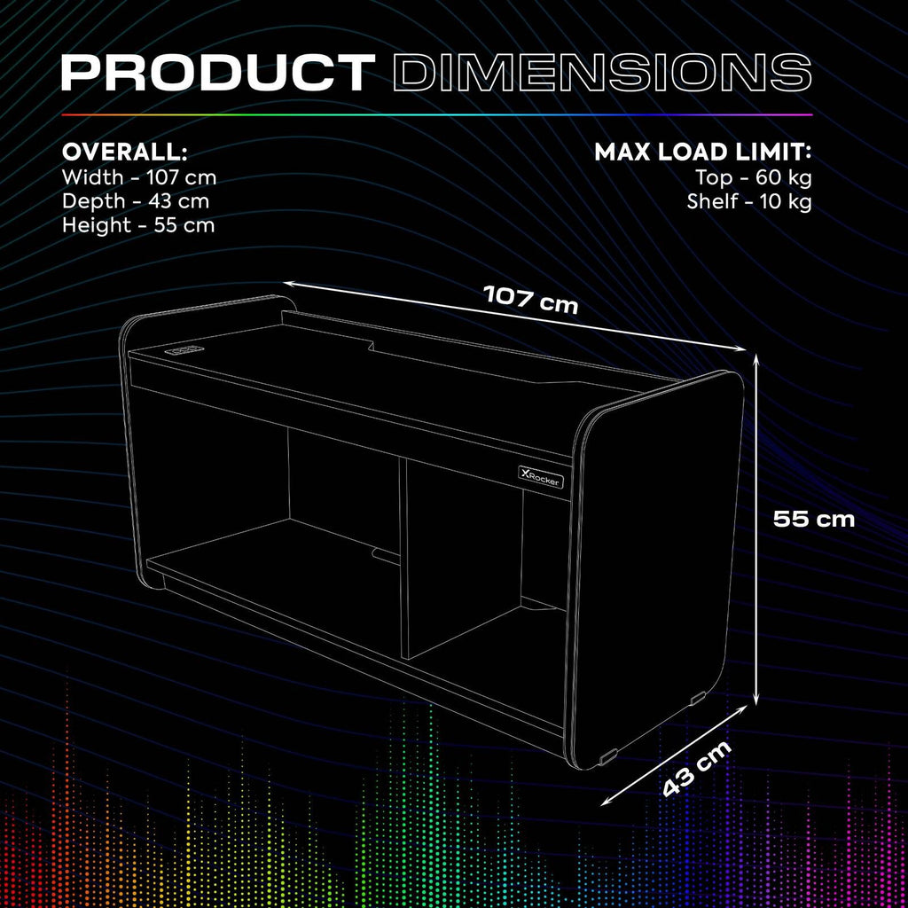X Rocker Multimedia Unit Electra LED TV Unit Stand - Black | X Rocker UK