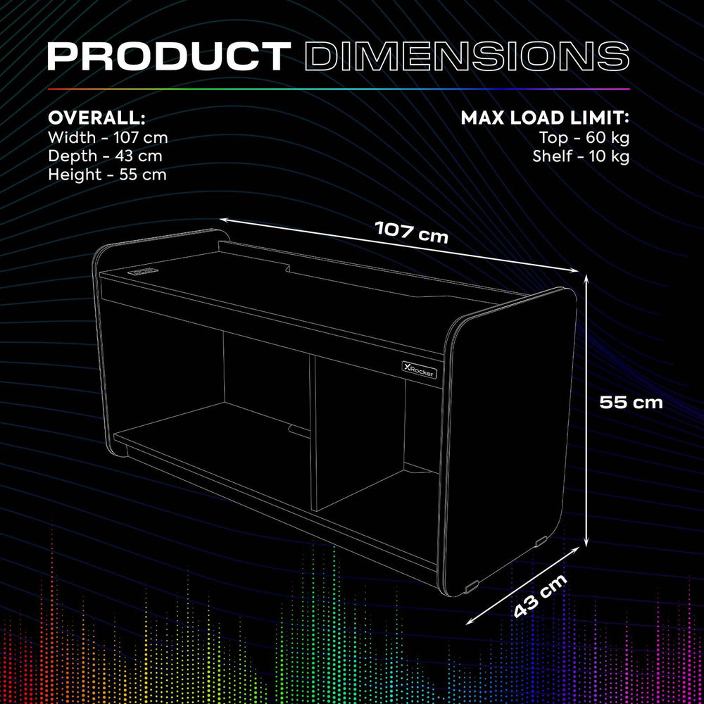 X Rocker Unit Gaming Furniture | X Rocker Electra RGB TV Media Unit - Black