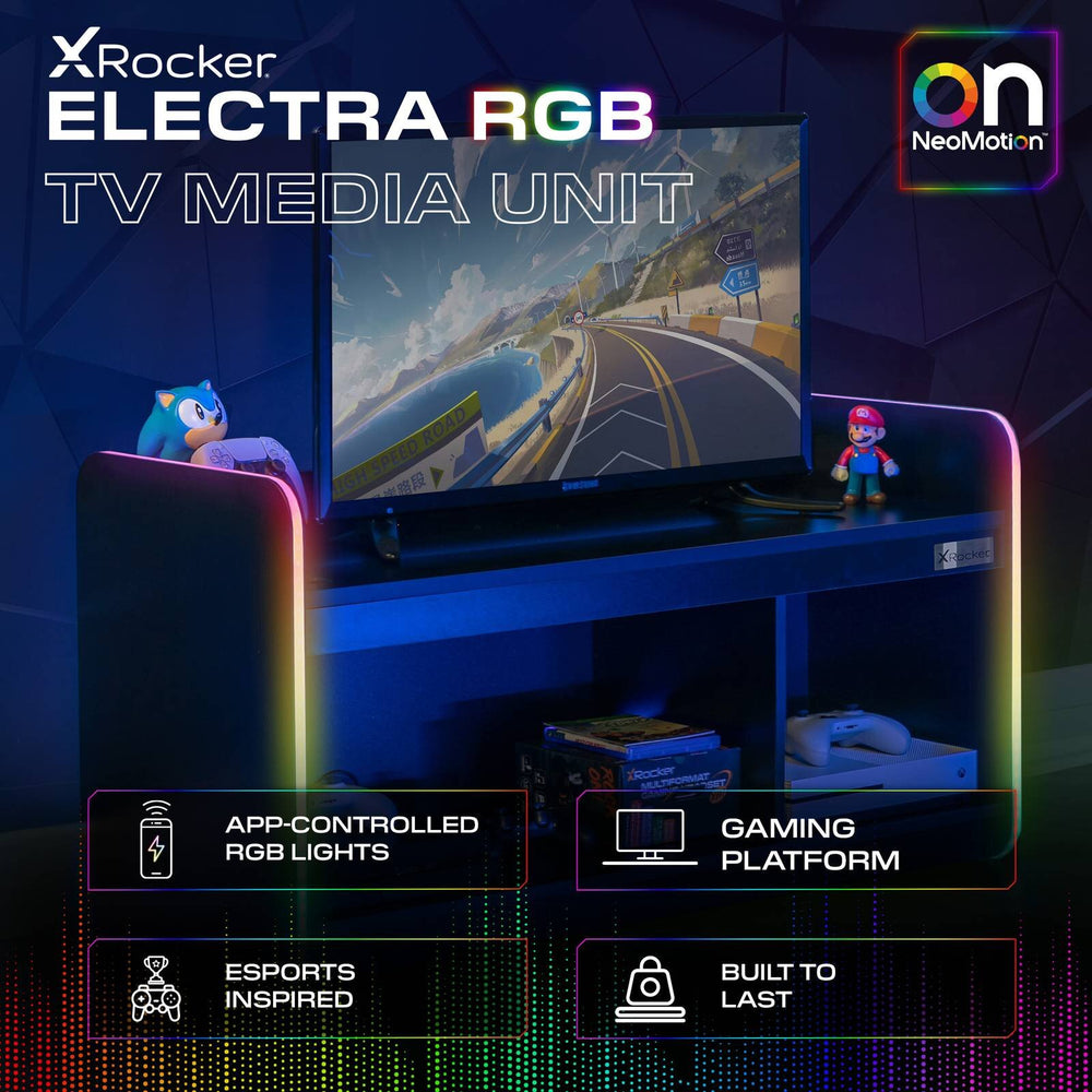 X Rocker Unit Gaming Furniture | X Rocker Electra RGB TV Media Unit - Black
