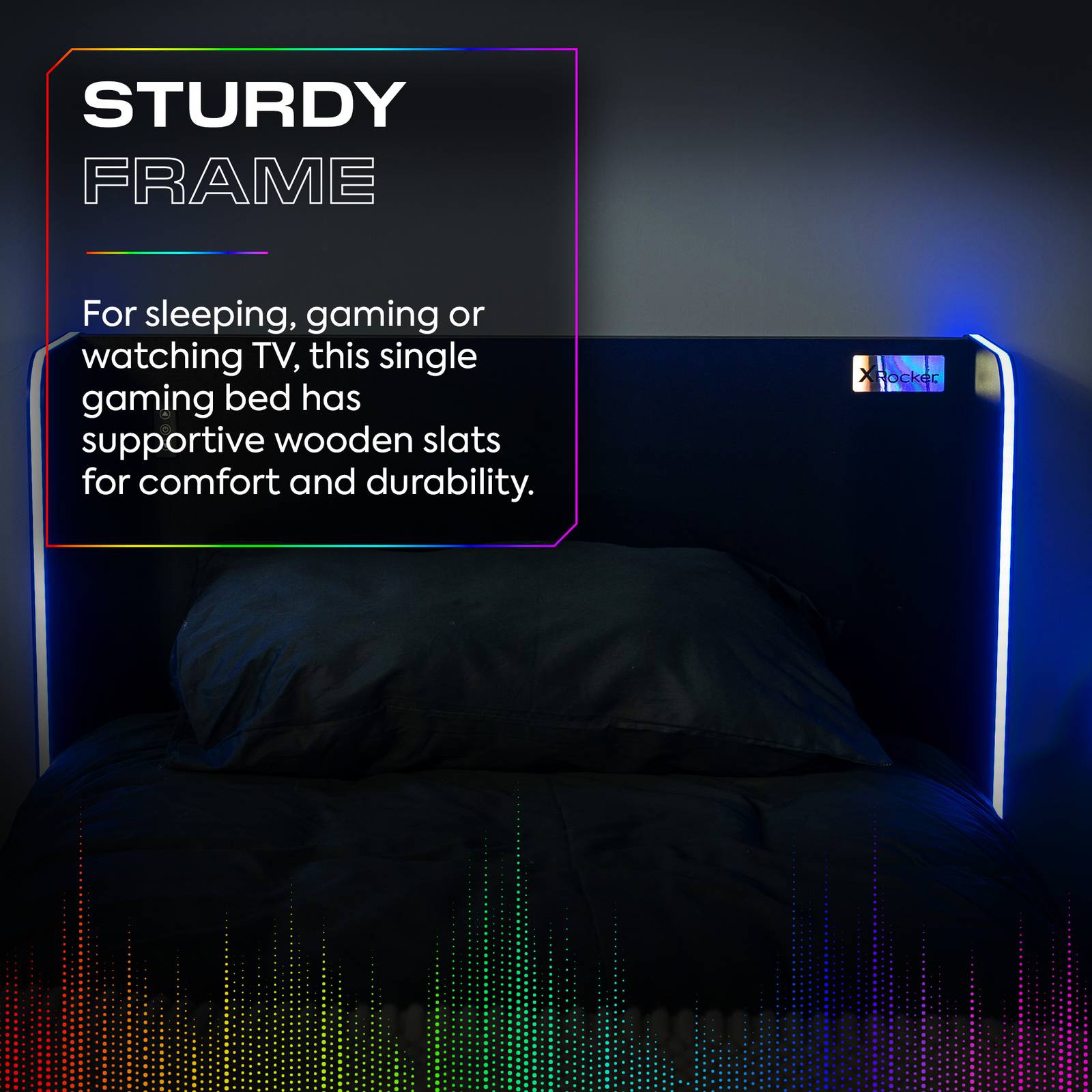 Electra LED Single Gaming Bed with Drawers - Black RGB