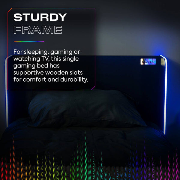 Electra LED Single Gaming Bed with Drawers - Black RGB