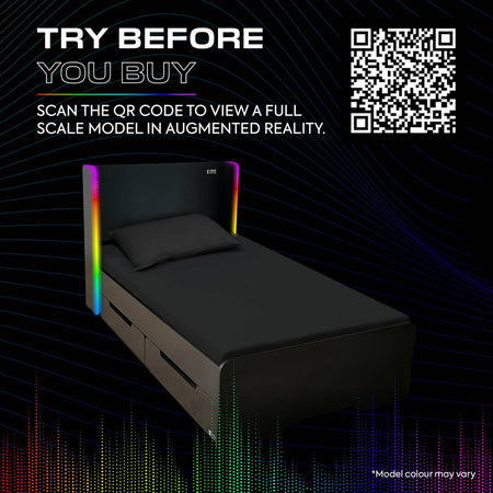 Electra RGB Single Gaming Bed with Storage and Neo Motion SYNC™ App Controlled LED Lights - Black