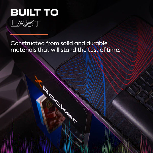 Carbon-Tek 120cm LED Gaming Desk with Wireless Charging - Grey / Blue RGB