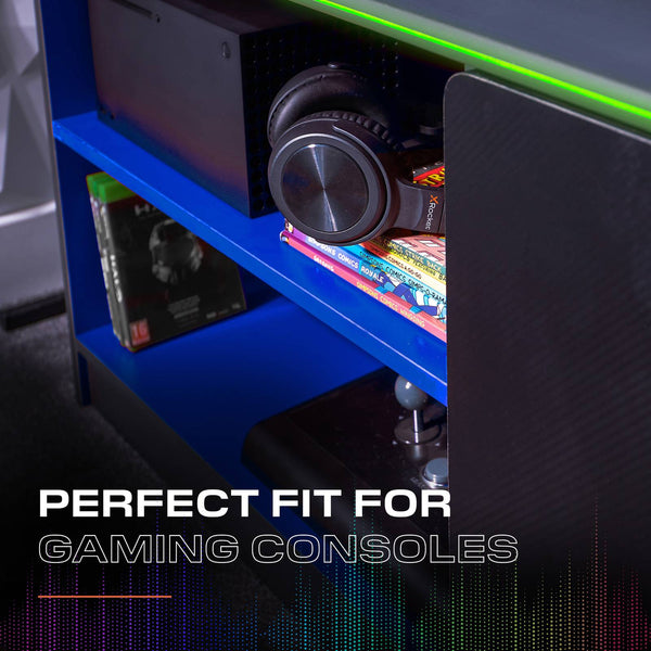 Carbon-Tek LED TV Media Unit - Grey / Blue RGB