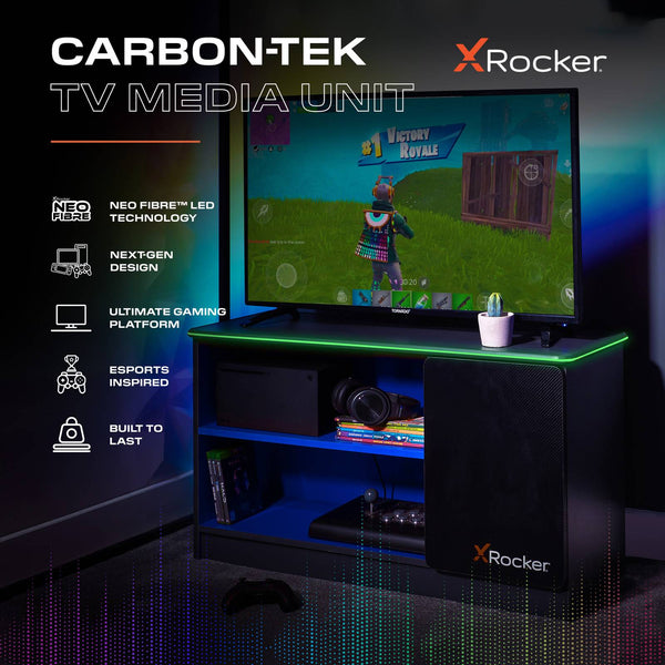 Carbon-Tek LED TV Media Unit - Grey / Blue RGB