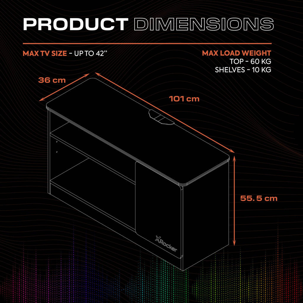 Carbon-Tek LED TV Media Unit - Grey / Blue RGB