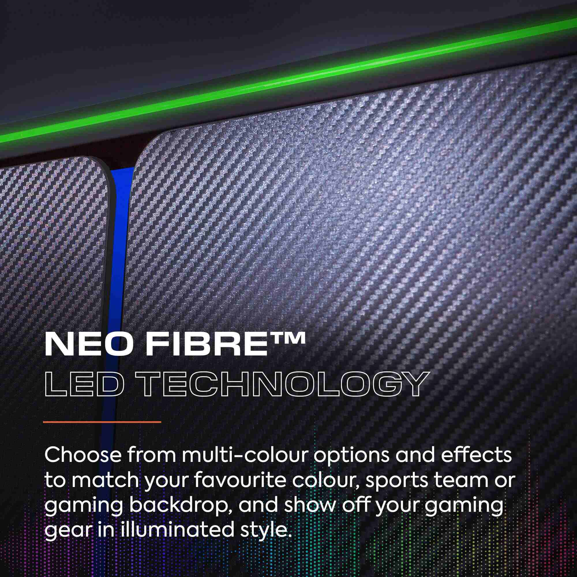 Carbon-Tek LED 2-Door Wardrobe with Drawer - Grey / Blue RGB