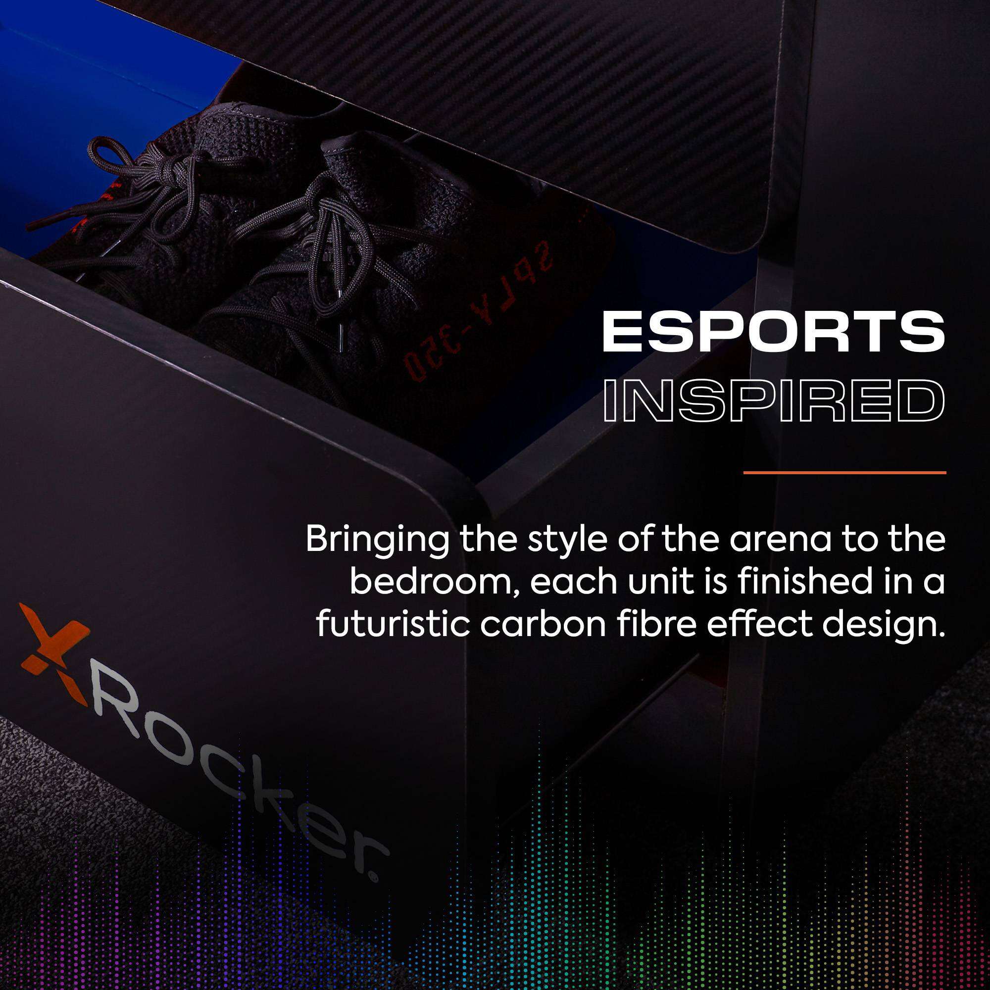 Carbon-Tek LED 2-Door Wardrobe with Drawer - Grey / Blue RGB